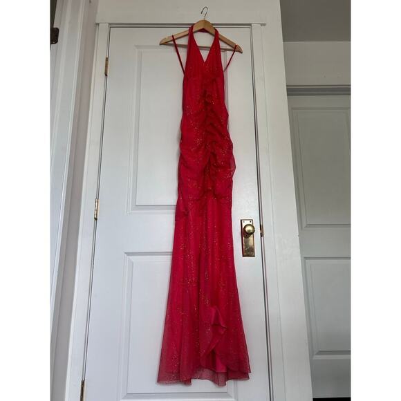 Vintage Gunne Sax Jessica McClintock Halter Dress Women’s 12 Pink Y2K Sparkly - Picture 1 of 10